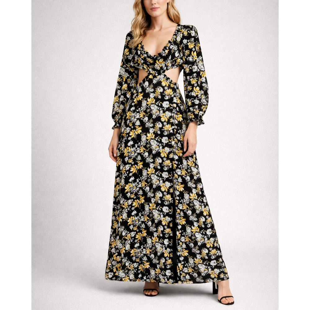 Majorelle Revolve Leona‎ Maxi Dress Womens Large Springfield Multi Floral Cutout